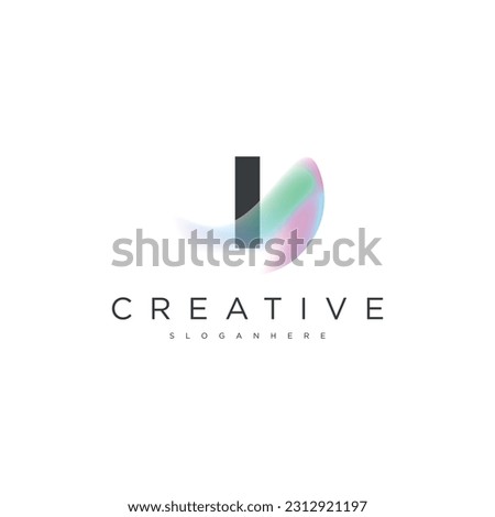 Vector letter I modern gradient colorful logo template