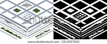 Isometric city constructor. Realistic urban 3D road, highway, signs elements set. City transportation map design elements, megapolis town road constructor, streets traffic icons with alpha channel