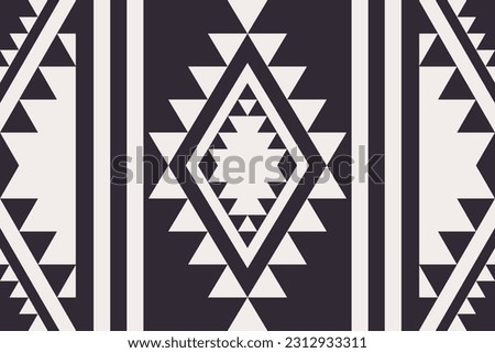 Southwest Navajo geometric black and white pattern. Vector traditional ethnic southwest seamless pattern. Ethnic geometric black and white pattern use for textile, carpet, cushion, wallpaper, mural. Royalty-Free Stock Photo #2312933311
