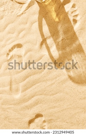 Shadow of beer mug on warm sand. Textured image. Beach chili on warm summer day with cool drink, refreshment and relaxation. Concept of alcohol drink, taste, summer vacation, holiday, brewery. Ad