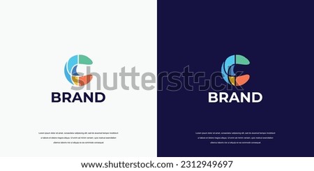 modern letter E abstract logo template, colorful, letter C logo for technology brand identity symbol mark design