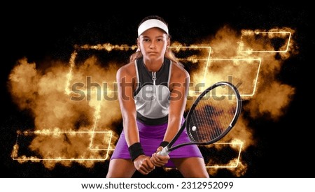 Tennis player. Beautiful girl teenager and athlete with racket. Download a photo of a tennis player for a racket packaging design Royalty-Free Stock Photo #2312952099