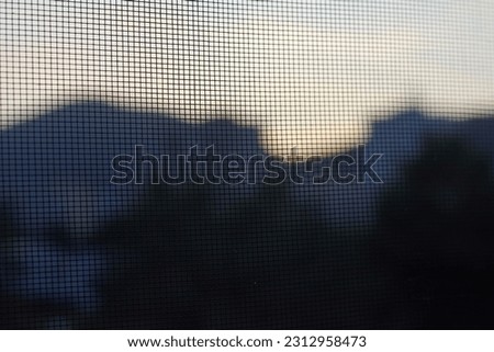 Landskape sunset blured over net