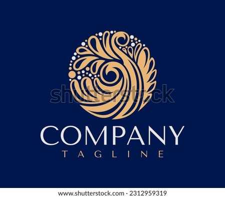 Deluxe decorative flower circle logo design. Luxury floral blooming logo brand.