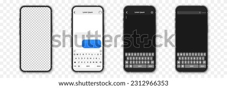 Phone vector mockup. Phone mockup png. Message template, correspondence. Browser and app template for typing. Application interface. Royalty-Free Stock Photo #2312966353