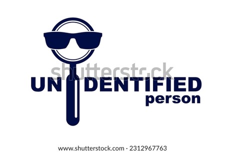 Incognito vector concept magnifying glass with dark glasses, criminal hiding his person, against law illegal man, unidentified person.