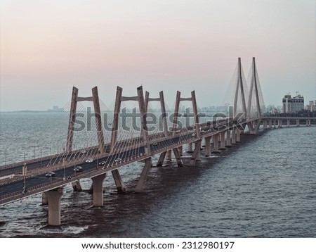Bandra Worli Sea Link, Beautiful Sunset, Mumbai City, Maharashtra Royalty-Free Stock Photo #2312980197