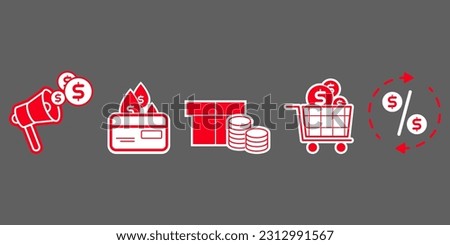 Set of Money Line Signs. Collection CashBack Vector Icons. Dollar, Cash Wallet, Exchange. 