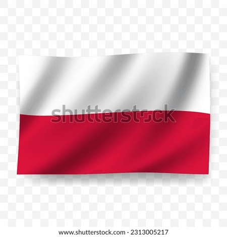 Waving flag of Poland. Illustration of flag on transparent background(PNG). Royalty-Free Stock Photo #2313005217