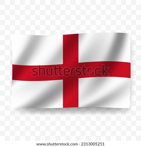 Waving flag of England. Illustration of flag on transparent background(PNG).