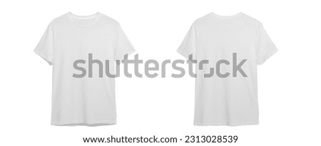 Men's white blank T-shirt template,from two sides,  for your design mockup for print, isolated on white background Royalty-Free Stock Photo #2313028539