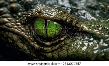 Wildlife crocodile green underwater photography. Open eye reptile teeth. Dangerous animal river mangrove forest close up photo Royalty-Free Stock Photo #2313030857