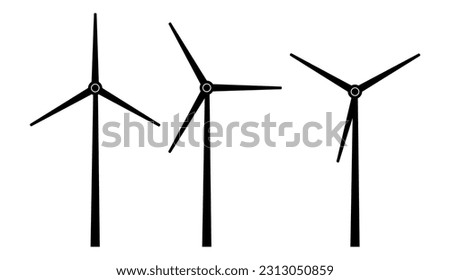 Windmill Vector Illustration Set on White 