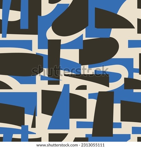 Trendy seamless pattern with abstract organic cut out shapes
