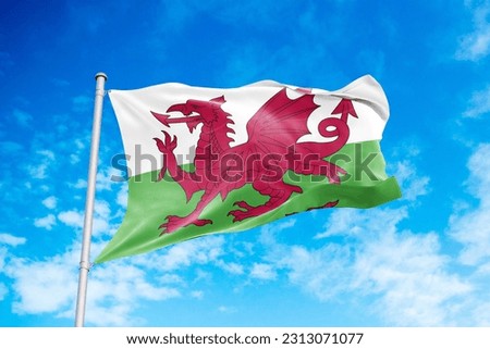 Wales flag waving in the wind