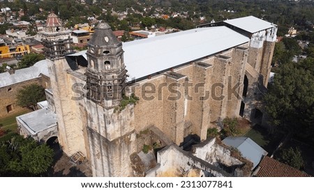 DRONE PHOTOGRAPHY OF THE CHURCH OF TEPOZTLAN MORELOS MEXICO
