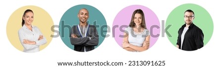 Set of circles with business team profile picture