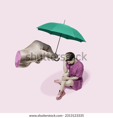 Psychological therapy and mental health protection, art collage. Royalty-Free Stock Photo #2313123335