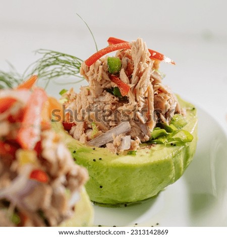 Avocado and tuna plates  Close Up - Modern Backgrounds