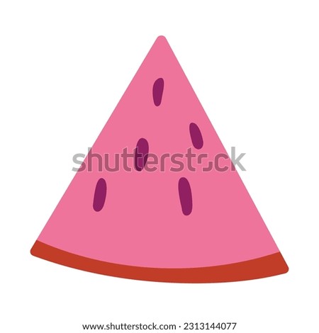 piece of watermelon doodle isolated on white background. watermelon berry. food on the beach. summer food. juice. triangular piece. hand drawn fruit icon. vector illustration.