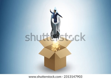 Think out of box concept with businessman