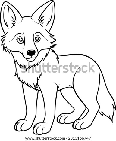 Coyote, colouring book for kids, vector illustration