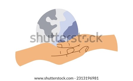 Hands Holding Dry Planet Earth Vector Illustration