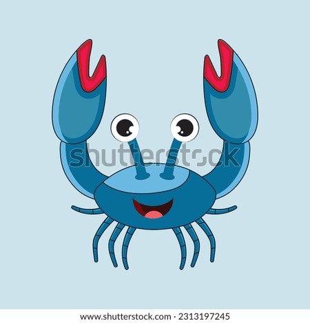 Cute Crab Vector flat illustration