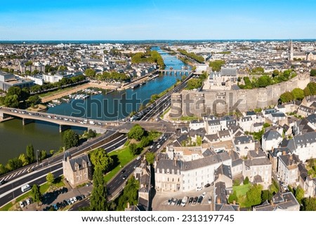 Angers aerial panoramic view. Angers is a city in Loire Valley, western France. Royalty-Free Stock Photo #2313197745