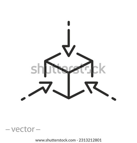 multifaceted scalability icon, research axes, comprehensive minimize, line symbol on white background - editable stroke vector illustration eps10 Royalty-Free Stock Photo #2313212801