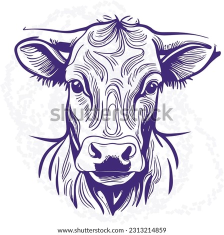 Illustration of cow line art silhouette vector 