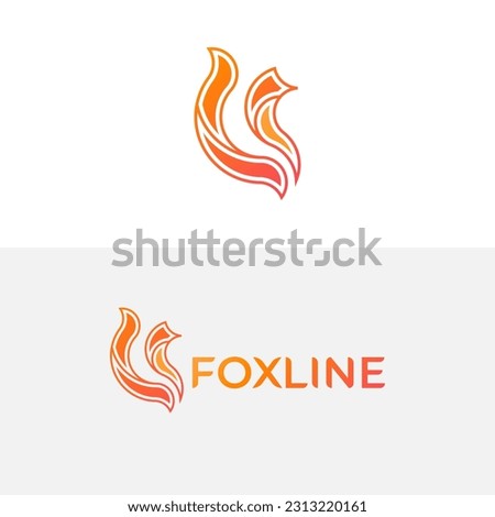 simple minimal modern outlined fox logo design illustration with gradient color