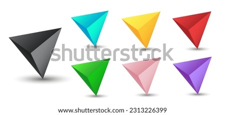 Vector tetrahedrons set with gradients for game, icon, package design, logo, mobile, ui, web. One of regular polyhedra isolated on white background. Minimalist style. Platonic solid. Royalty-Free Stock Photo #2313226399