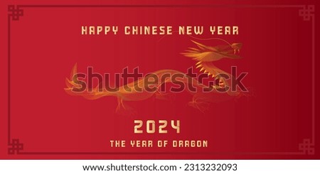 2024 the year of dragon , design for card , calender of chinese new year 2024