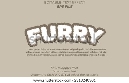 furry text effect, font editable, typography, 3d text. vector template Royalty-Free Stock Photo #2313240301