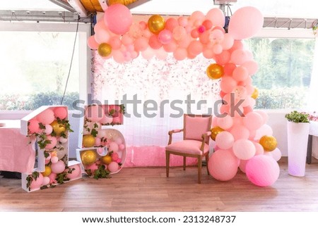 15th birthday decoration photocall, traditional Latin American and Spanish party