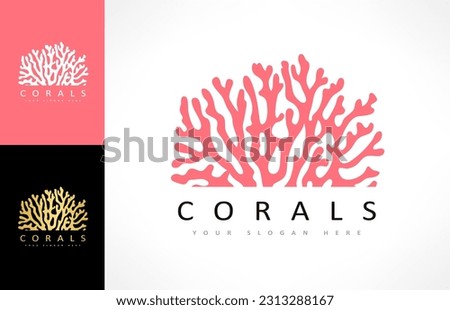 Sea corals logo. Underwater life vector. Royalty-Free Stock Photo #2313288167
