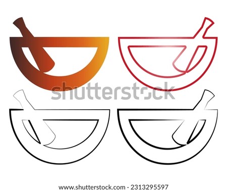 Mortar and pestle pharmacy logo and crushing and grinding tool vector.