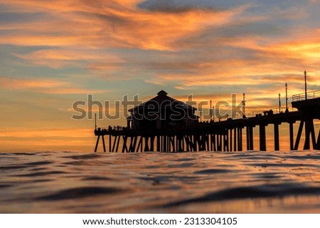 Huntington Beach Pier Surfer Sunset California