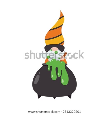 Cute Halloween Gnomes Illustration Isolated On White Background. Cute Gnomes Halloween Character Illustration. Cute Gnomes Clip Art For Halloween Day.