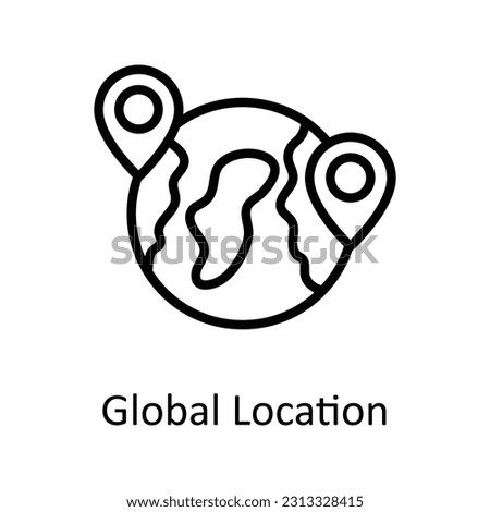 Global Location Vector    outline  Icon Design illustration. Digital Marketing  Symbol on White background EPS 10 File