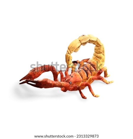 Miniature toy Scorpion animal on a white background