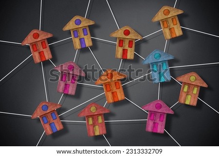 Homeowner Association concept with wooden residential homes models and text Royalty-Free Stock Photo #2313332709
