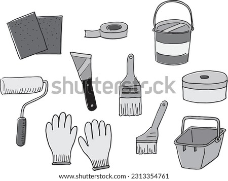 This is an illustration of exterior wall painting tools