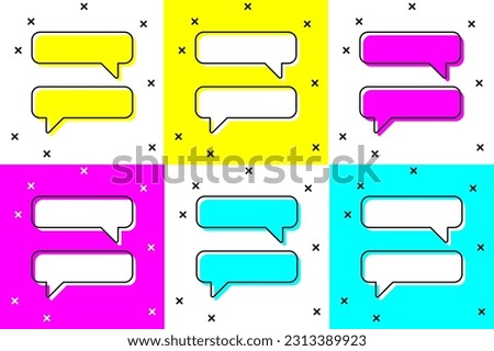 Set Speech bubble chat icon isolated on color background. Message icon. Communication or comment chat symbol.  Vector Illustration