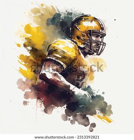 American football player vector watercolor paint