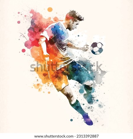 Football player colorful watercolor paint