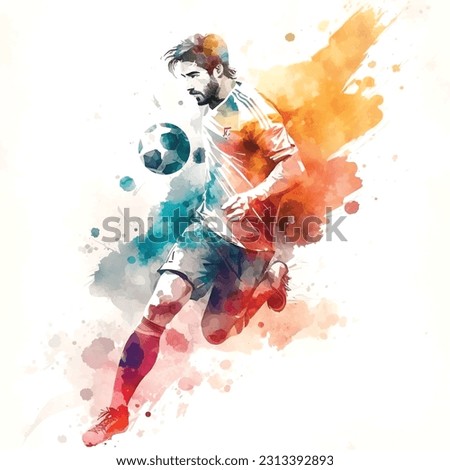 Football player colorful watercolor painting