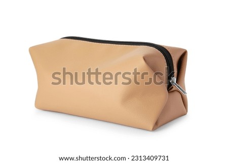 Preparation for spa. Compact toiletry bag isolated on white Royalty-Free Stock Photo #2313409731