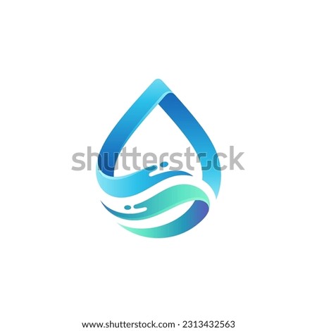 Wave and water drop combination logo concept Royalty-Free Stock Photo #2313432563